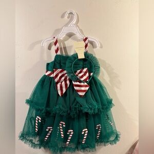 VIRAL !! Cynthia Rowley Girls Holiday Candy Cane Tutu Dress Size 3T
